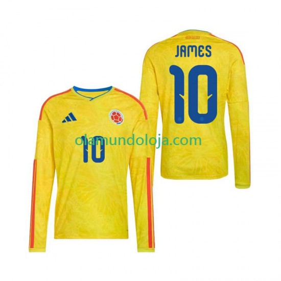 Camisola Colômbia James Rodriguez 10 Homem Equipamento Primeiro Copa do Mundo 2026 Manga Comprida